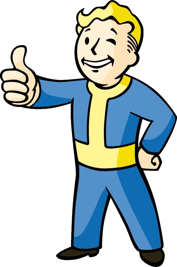Vault Boy doing a thumbs up and winking